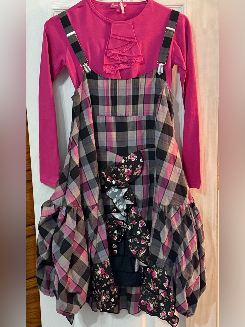 Pom Pom Pink Grey Dress NWT Sz 14